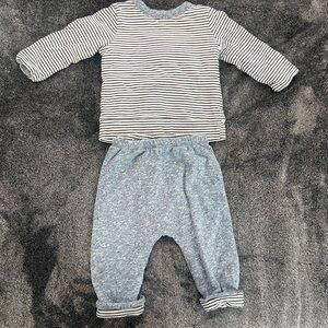GAP Navy Striped Top and Heather Blue Pants Set